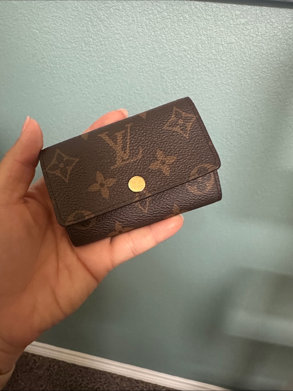 Louis Vuitton Monogram Small Snap Card Case - Brown with Gold Tone